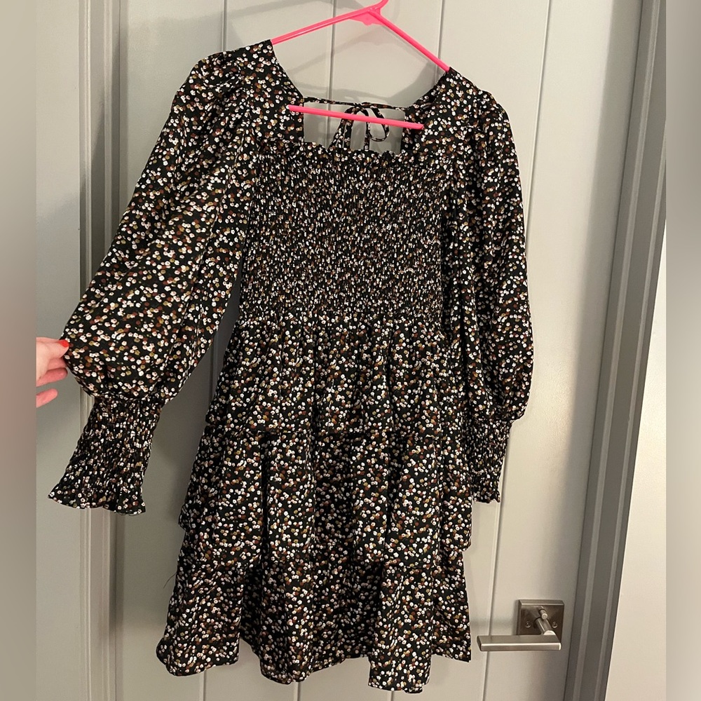 Amazon brand tiered ruched floral mini dress